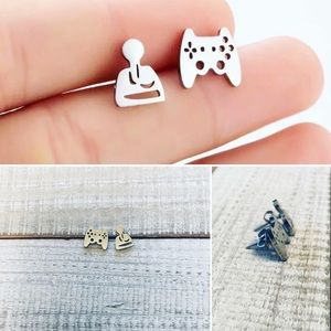 Gamer Joystick & Console Steel Silver Earrings NWT